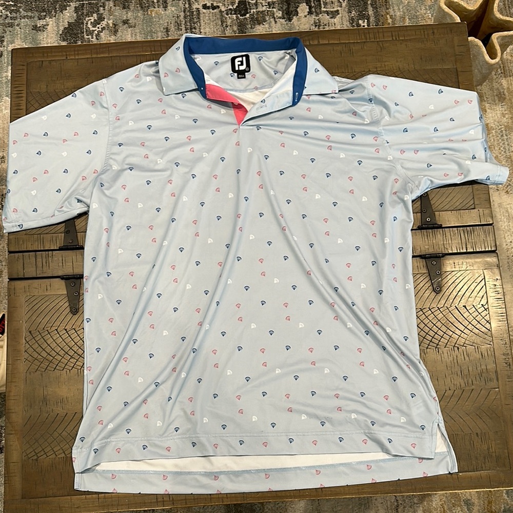 Men’s FootJoy Blue and Pink Polo Shirt
